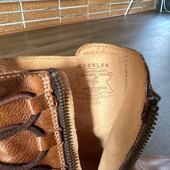 Bed Stu Brown Leather Ankle Boots with Lace Detail - Picture 3 of 5